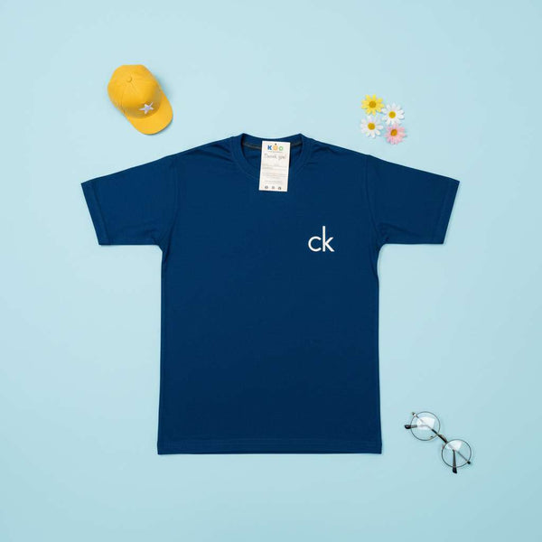 Kids Navy Blue CK Logo Minimalist T-Shirt
