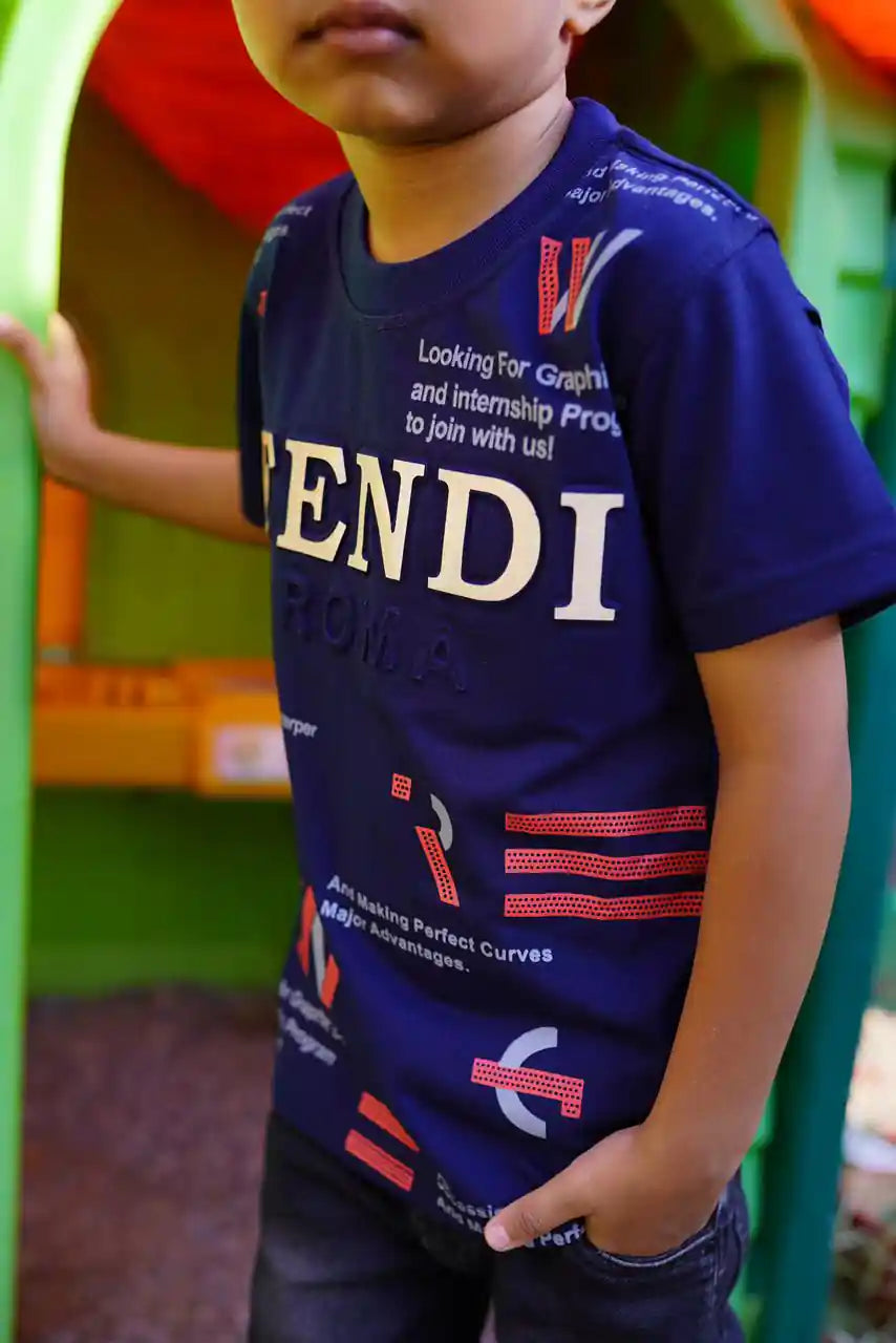 Navy Blue Premium Fendi T-Shirt