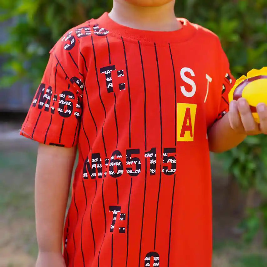 Red Star Stripe Cotton T-Shirt