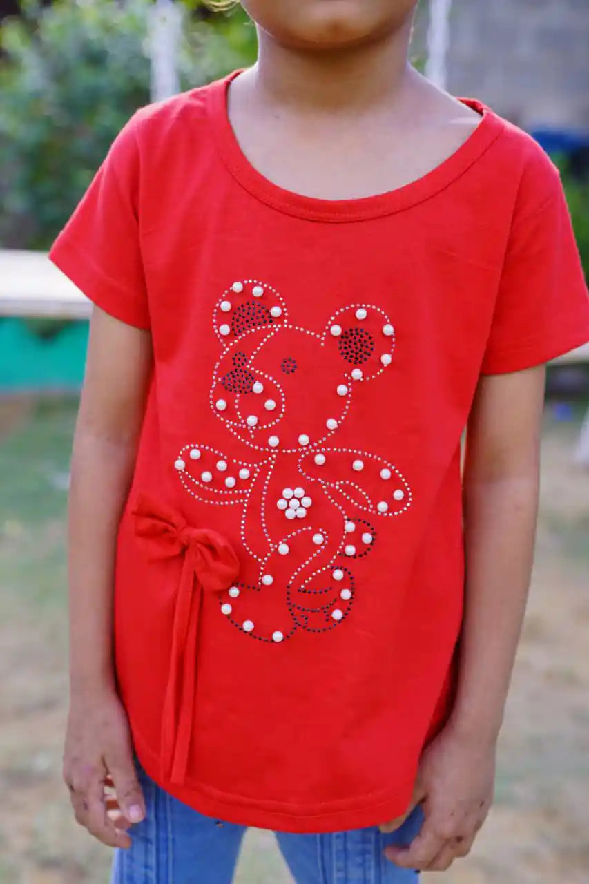 Girls Red Teady T-Shirt