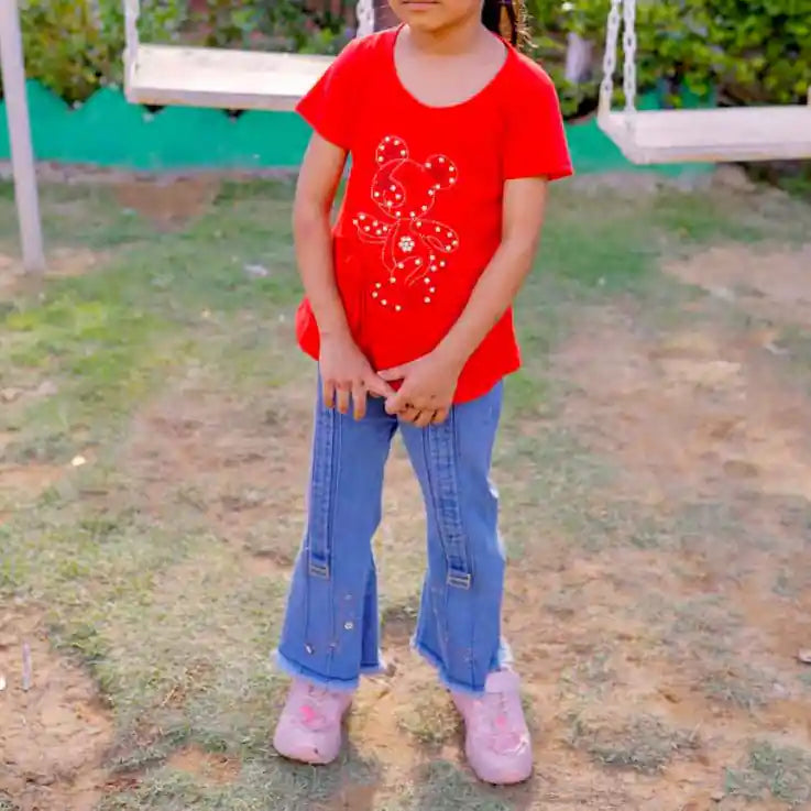 Girls Red Teady T-Shirt