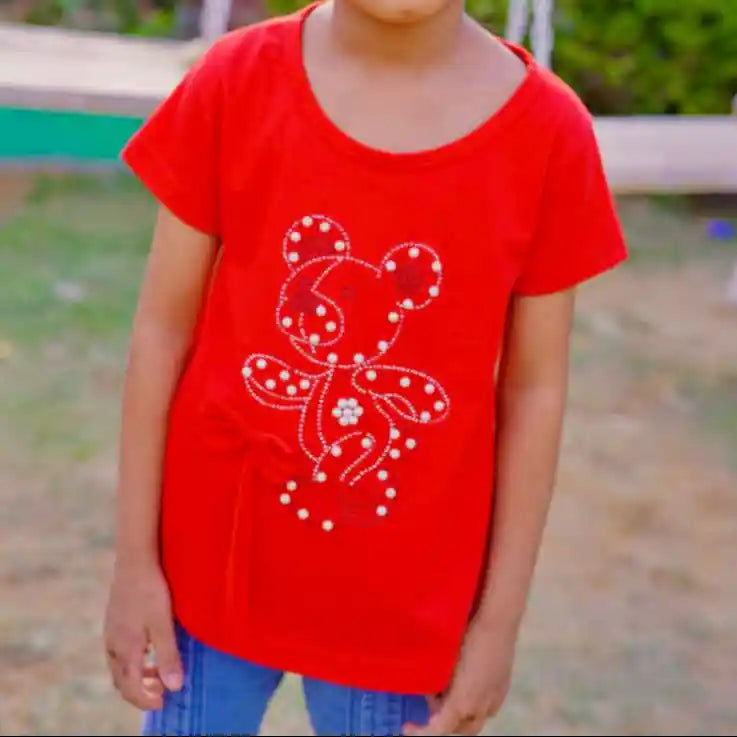 Girls Red Teady T-Shirt