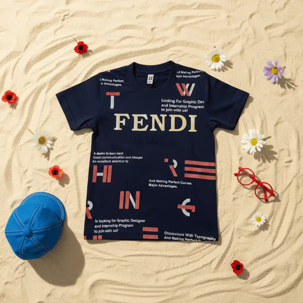 Navy Blue Premium Fendi T-Shirt