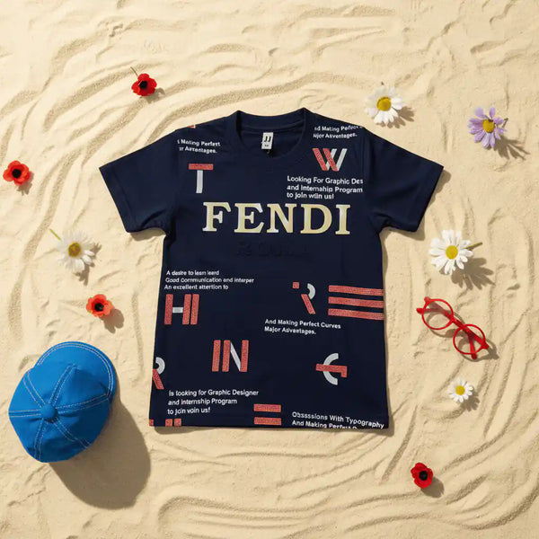 Navy Blue Premium Fendi T-Shirt