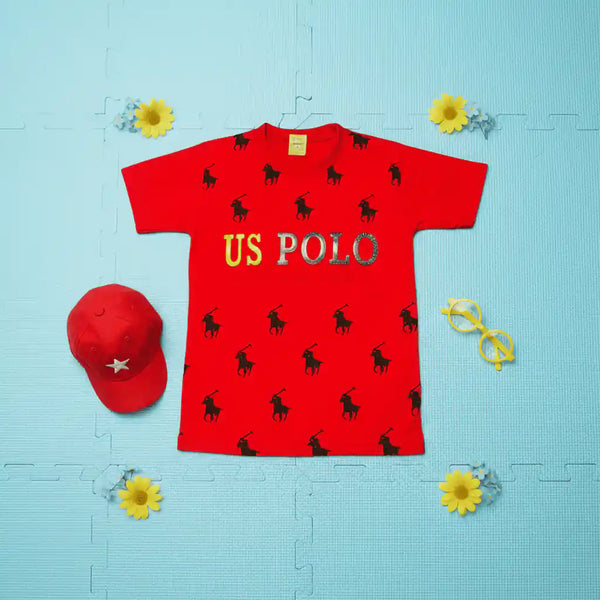 Red US Polo Fine Jersey T-Shirt