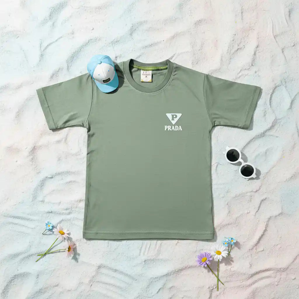 Sage Green Jersey Fabric Logo T-Shirt
