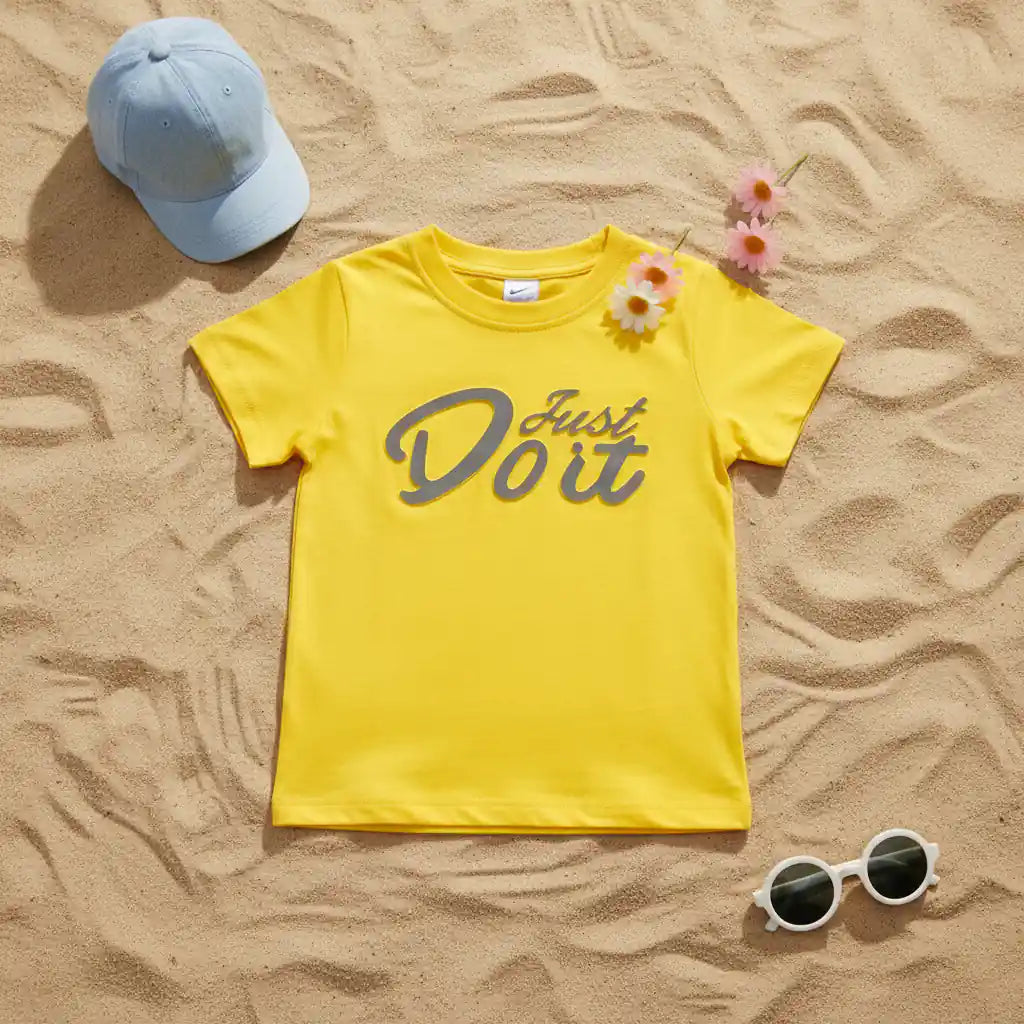 Yellow Just Do It Slogan T-Shirt