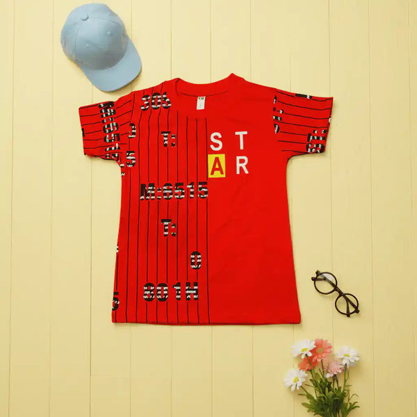 Red Star Stripe Cotton T-Shirt
